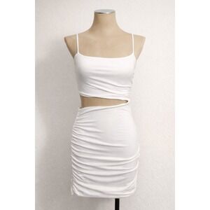 Windsor White Ruched Cutout Bodycon Mini Dress Size L NWT